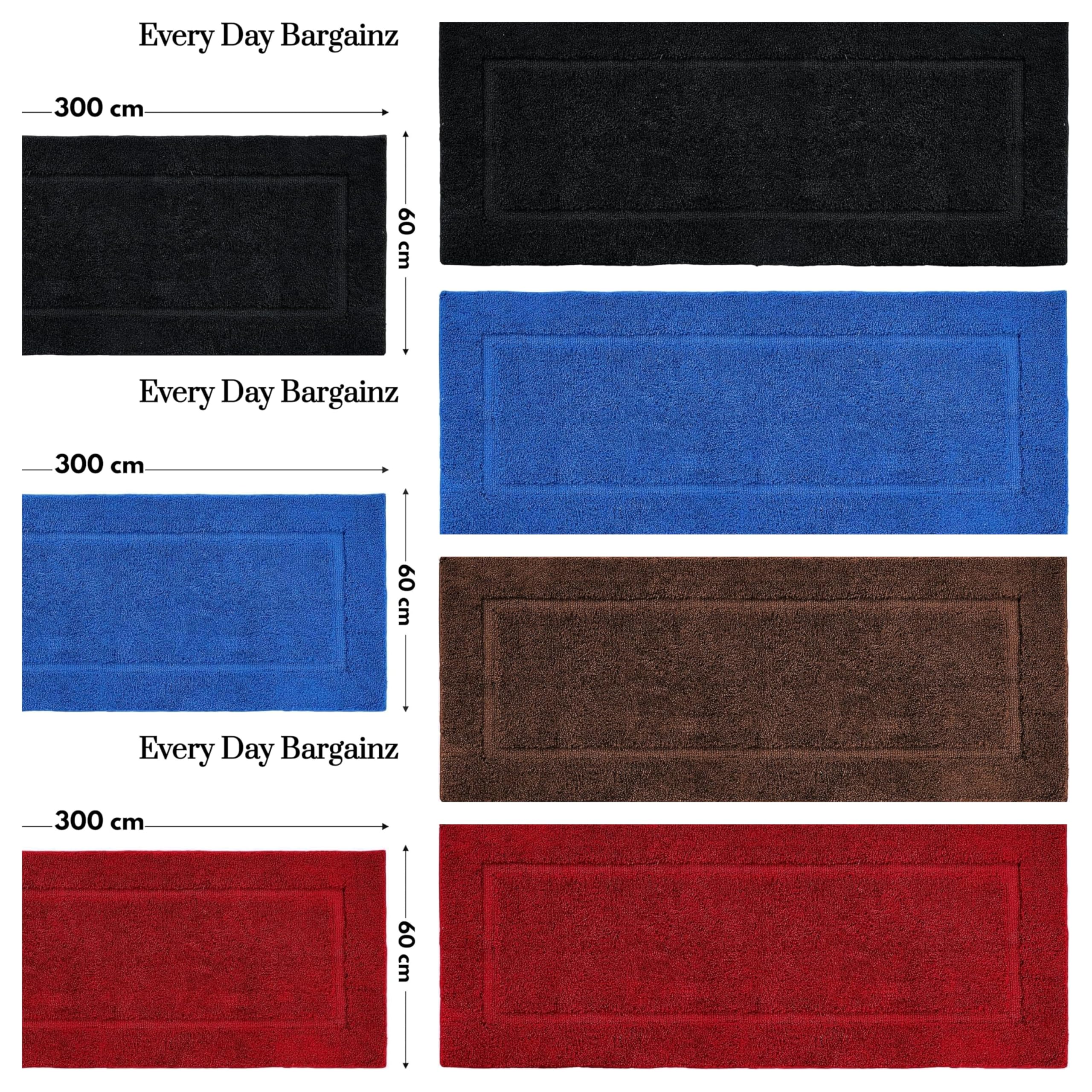 Extra Large Bath Mat 60x300cm Non Slip Soft 100% Cotton 1000-GSM Quick Dry Washable Reusable Bathroom Floor Rug (Red, 60 x 300 cm) - Image 3