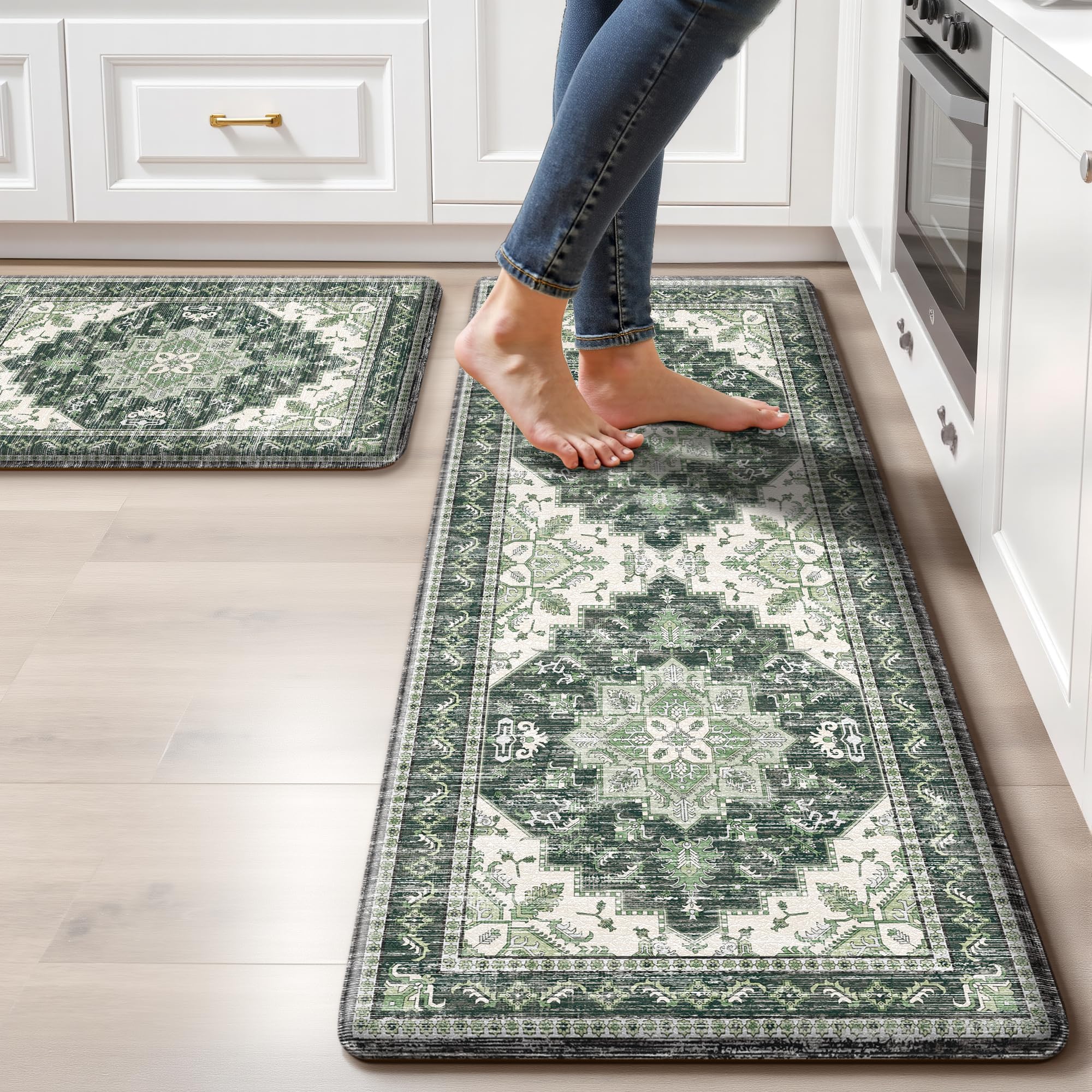 Boho Kitchen Mats - Beige Tan, Anti-Fatigue Rugs -20 Boho Kitchen Mats - Beige Tan, Anti-Fatigue Rugs -20
