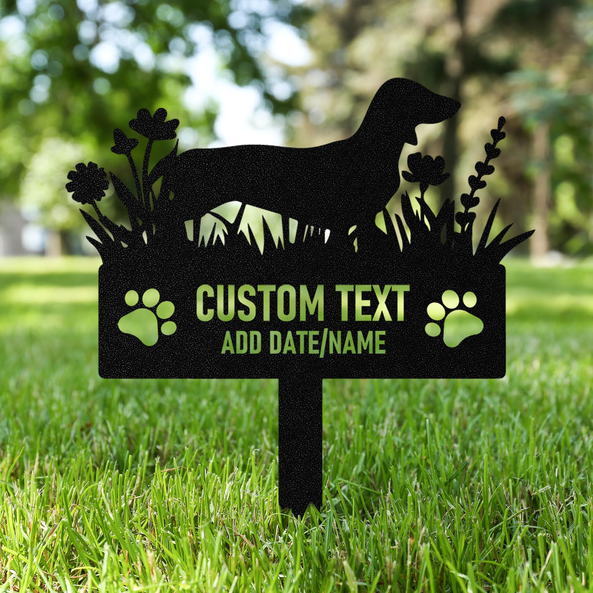 AGEUIRPOD Personalised Dog Grave Markers Pet Headstones for Dogs for Lost Dog Sympathy Gift Waterproof Dog Grave Markers Outdoor, Dog Memorial Gift, Customized Flowers Dog Memorial Burial Stake