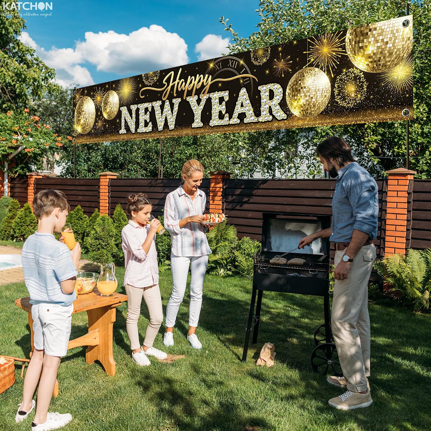 KatchOn, Happy New Year Yard Banner 2026 - XtraLarge 120x20 Inch, Happy New Year Yard Sign for Happy New Years Decorations 2026 | NYE Banner | NYE Decorations 2026 | New Years Eve Party Supplies 2026