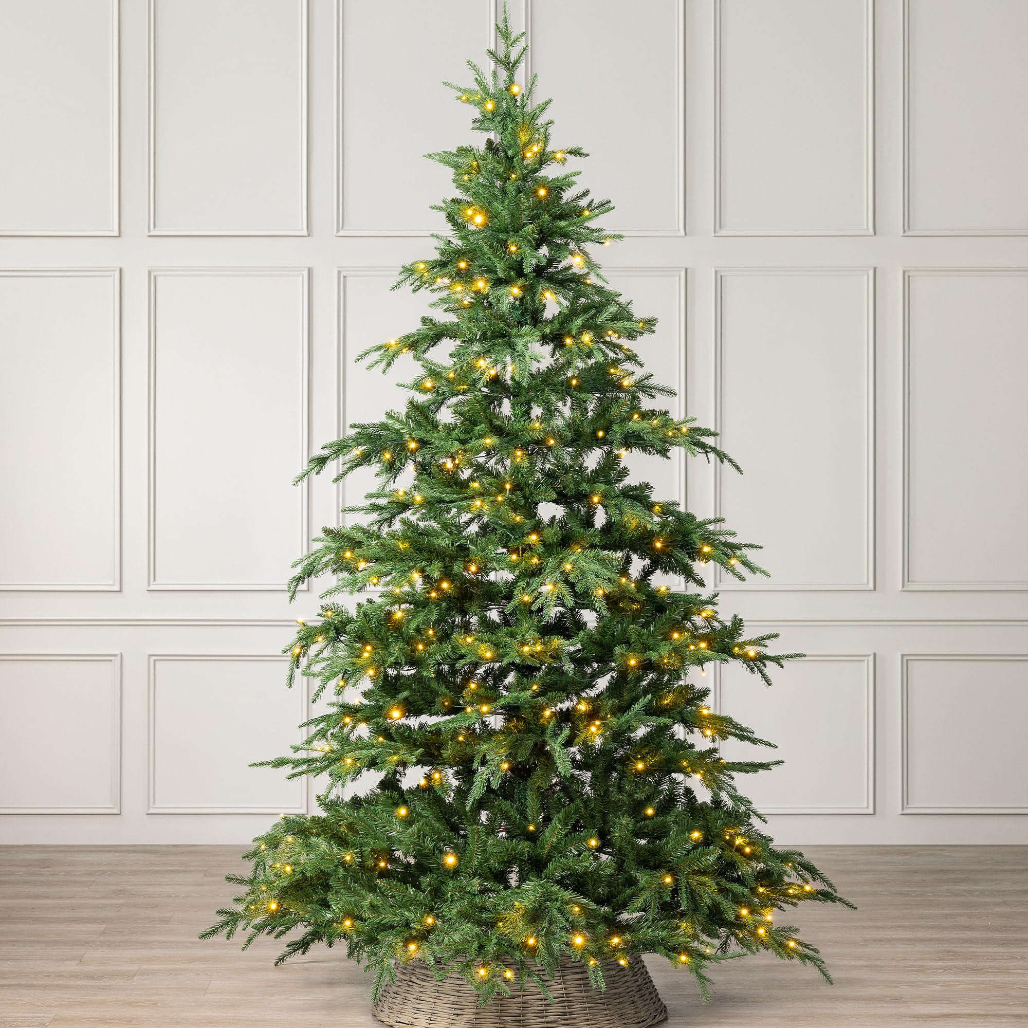 Christow Pre-Lit Nordmann Fir Christmas Tree, 6ft