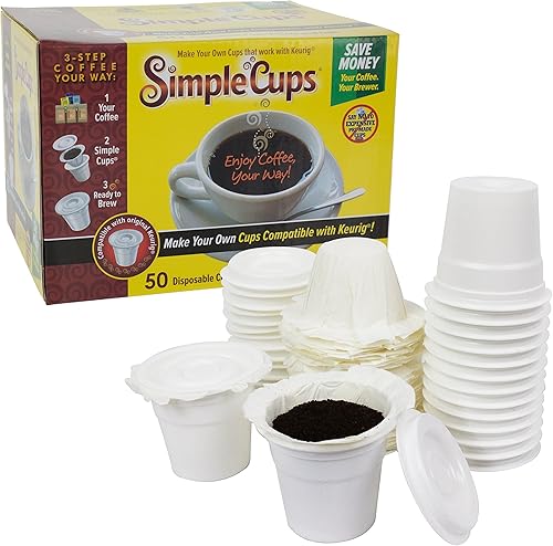 Vasos desechables, 50 tazas, tapas y filtros, compatibles con máquinas Keurig, K-Cup y otras tazas K reutilizables de una sola porción, para usar y
