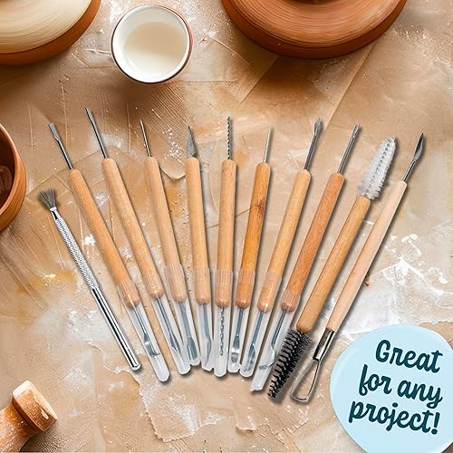 Miniatura 8 de Kit de herramientas de cerámica -21 puntas de doble cara, juego de 11 piezas para esculpir arcilla para principiantes, arcilla, tallado en madera,