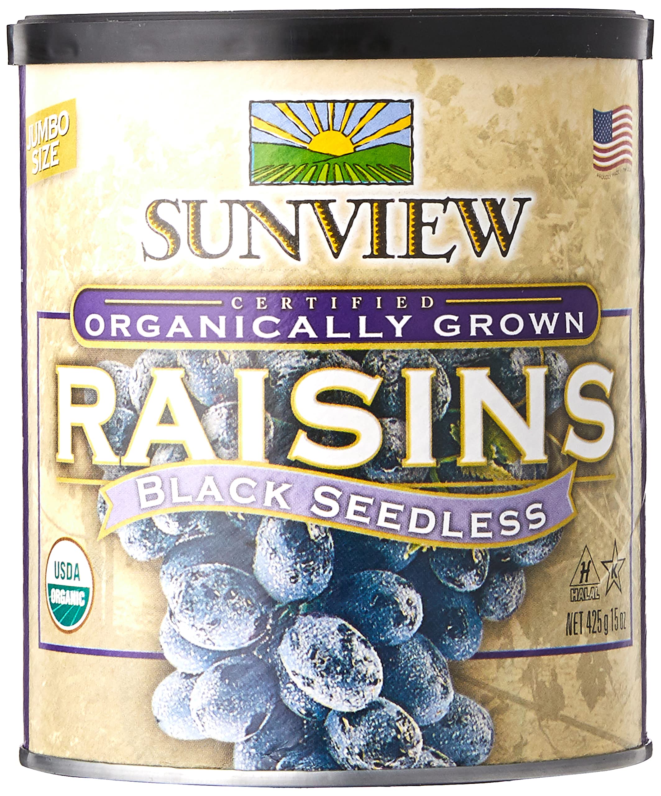 Amazon.com: SUNVIEW Organic Black Raisins 3-15oz Canisters