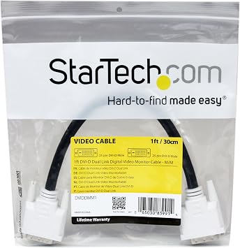 StarTech 1ft Dual Link DVI Cable, Male to Male, 2560x1600, DVI Cord