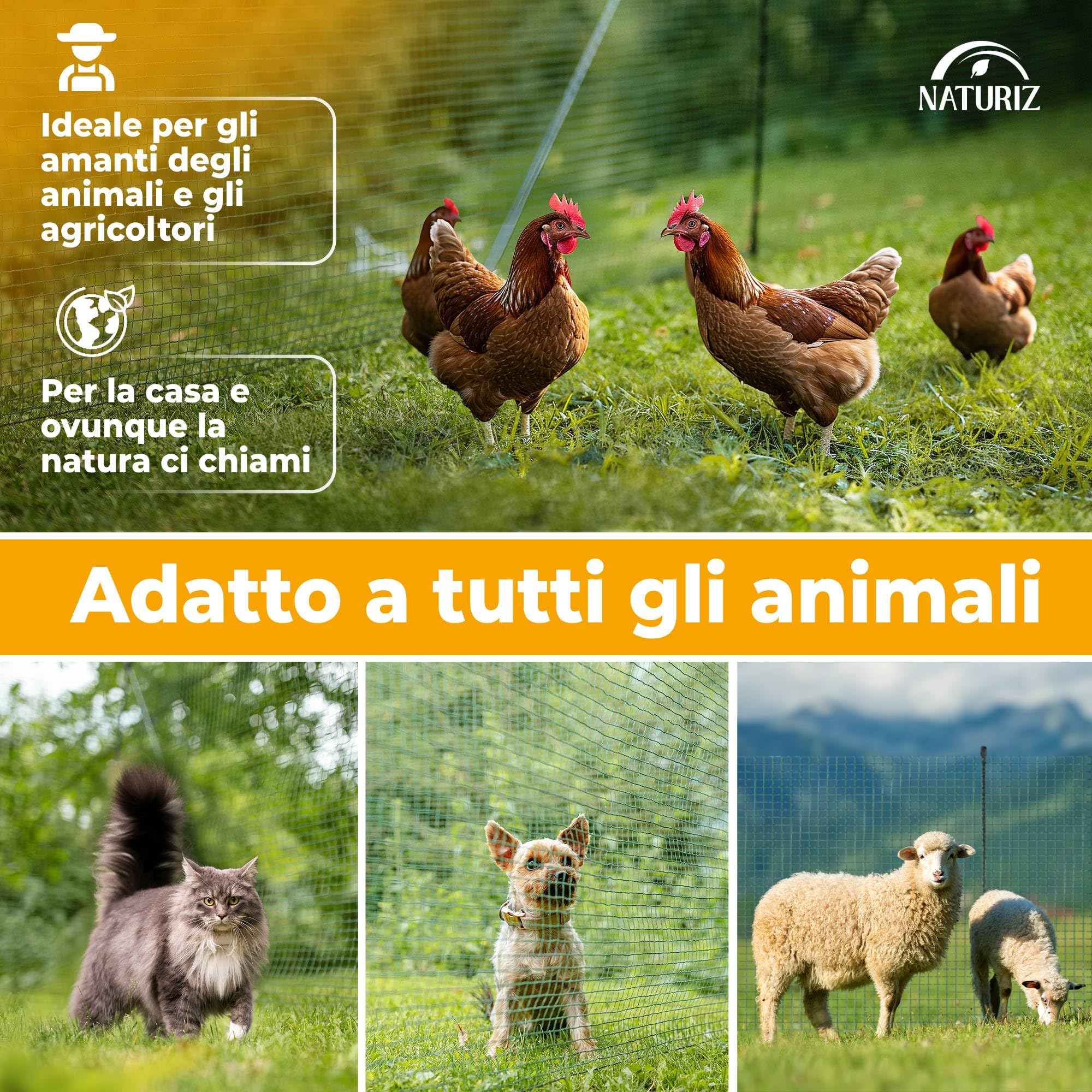 NATURIZ® Pollaio 15m / 20m / 25m x 90cm- recinto per cani e recinto cani campeggio, estremamente stabile, Verde (20 m)