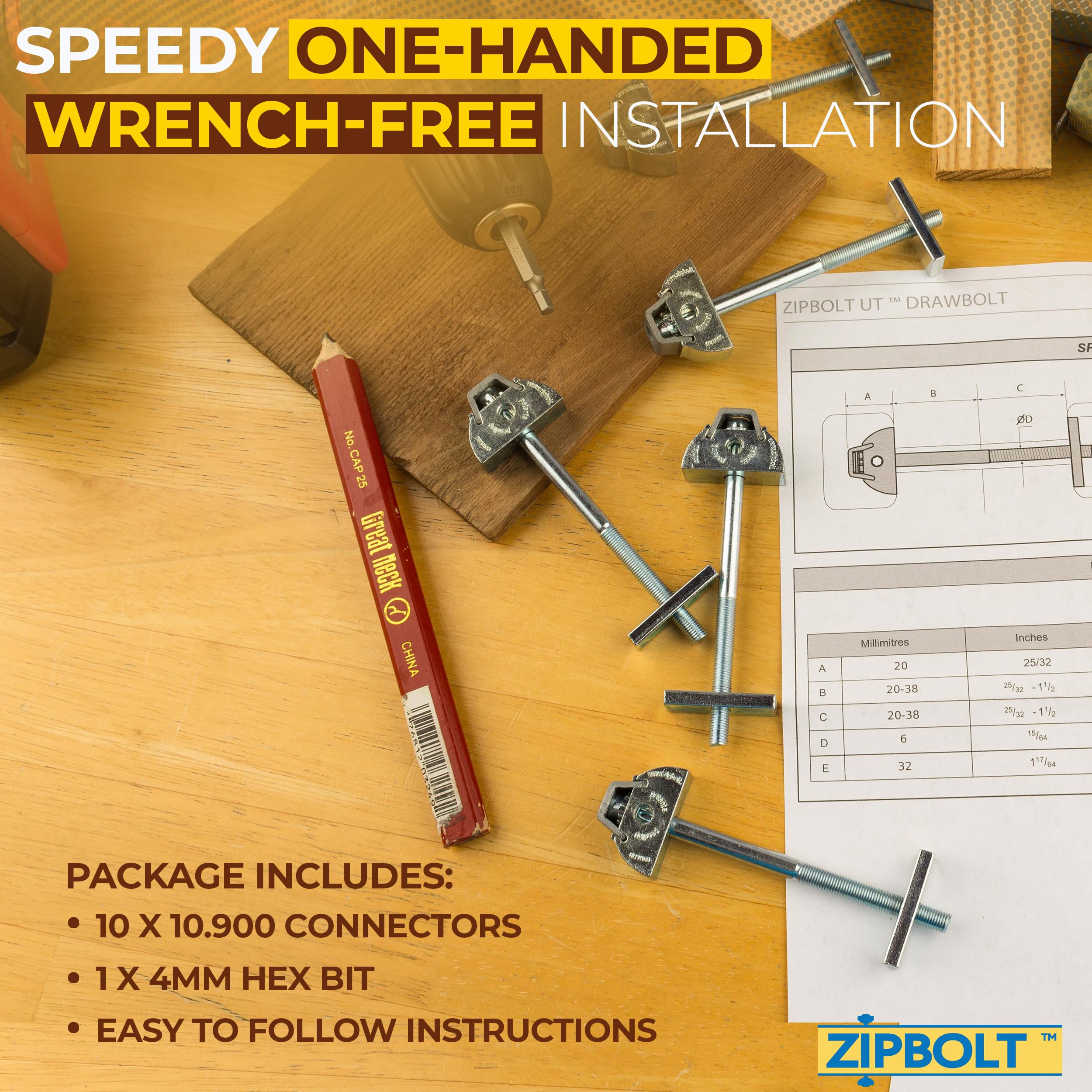 Snapklik.com : Zipbolt 10.900 Countertop Miter Connector 10 Piece Joint ...