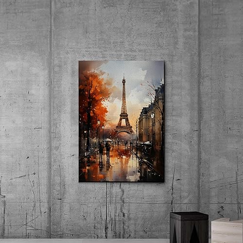 Miniatura 6 de Eiffel Tower painting, Eiffel Tower wall art, depiction of the Eiffel Tower at night in brilliance