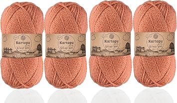 Kartopu Melange Wool,Wool Knitting Rope 4Balls Each SkeinBall 3.53 Oz 100gIt is Very Soft and Gives an Amazing Woolly Feeling to Your Knit Pieces Orange 784