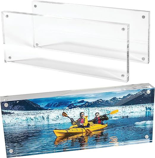 Mammoth DuraClear 4x10 Acrylic Frame - Frameless Panoramic Photo & License Display - Sleek, Modern Design for Elegant Decor