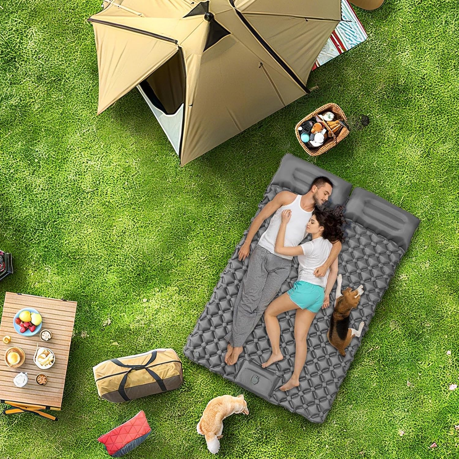 Inflatable Camping Mattress, Portable Air Sleeping Pad, Waterproof Travel Bed Roll, Compact Foldable Hiking Air Mat, Outdoor Sleeping Cushion for Backpacking Tent Climbing Picnic Gear
