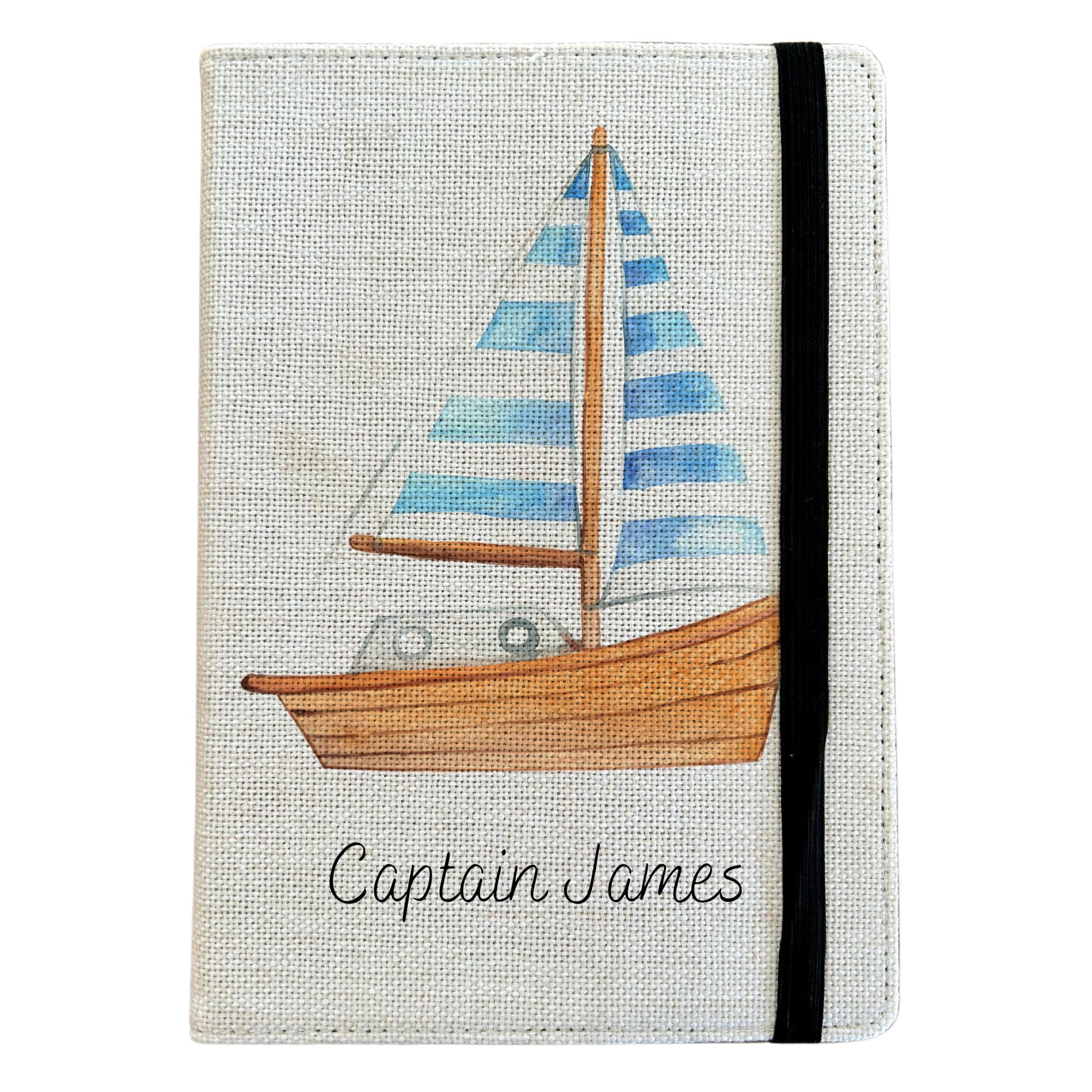 Personalised Sailing A5 Notebook - Custom Boat Lined Journal - Reusable Hobby Notebook Cover - Linen Hardback Journal Cover Gift