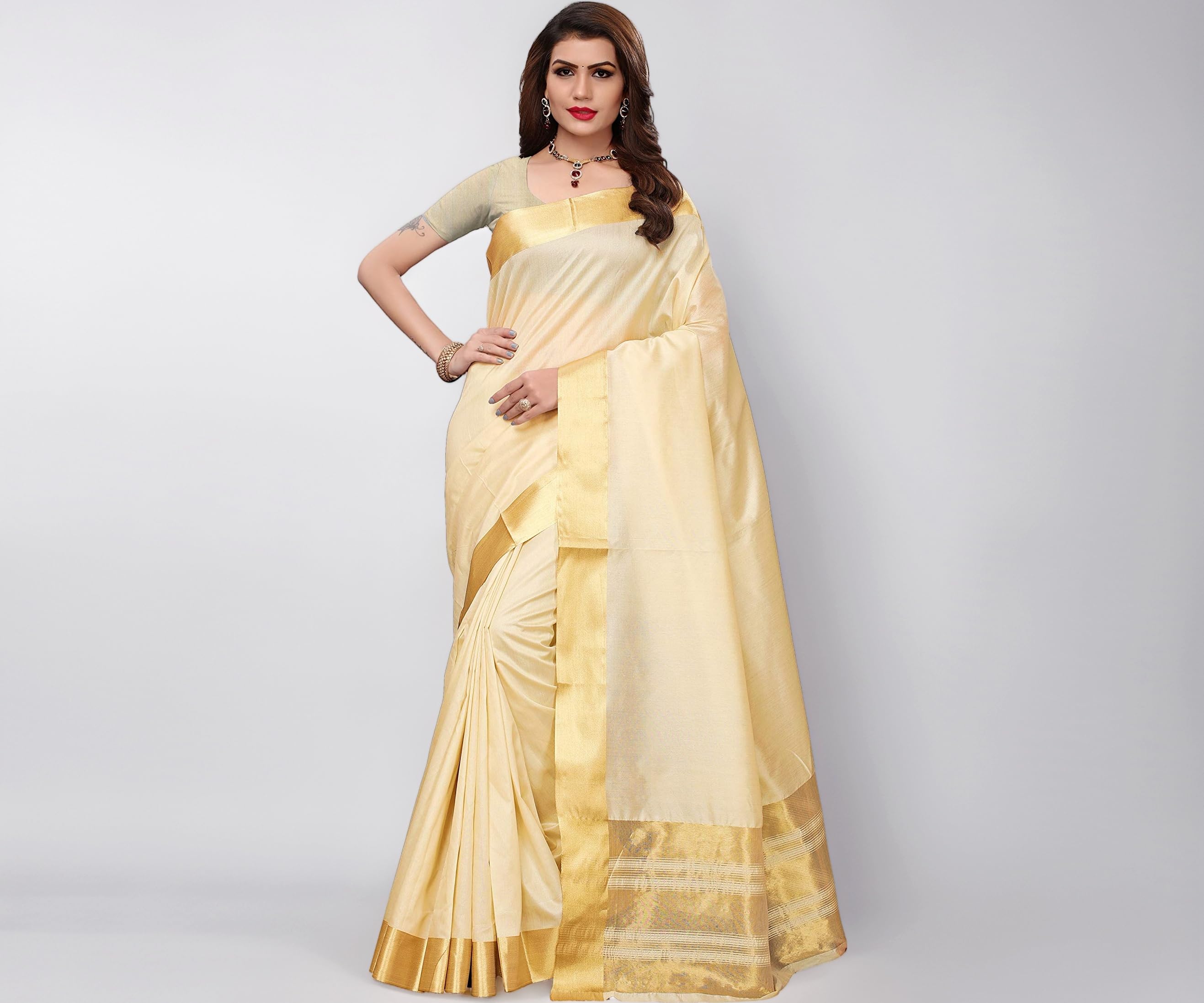 Yashika Linen Saree with Blouse Piece