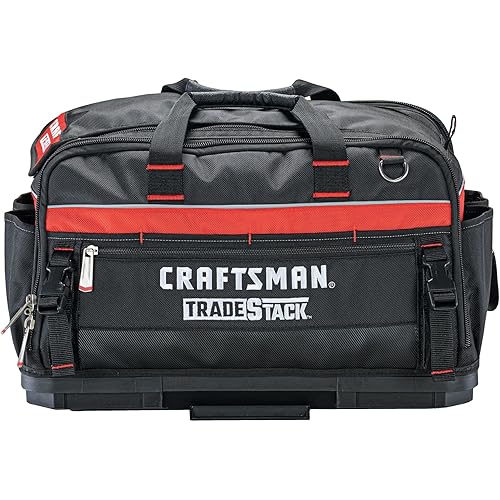 CRAFTSMAN TRADESTACK Tool Bag, 22.5”, Durable Polyester, Black and Red (CMST21450)