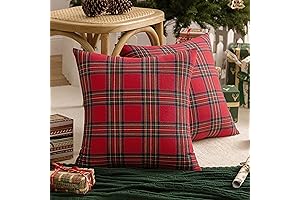AQOTHES Set of 2 Festive Red Plaid Pillow Covers