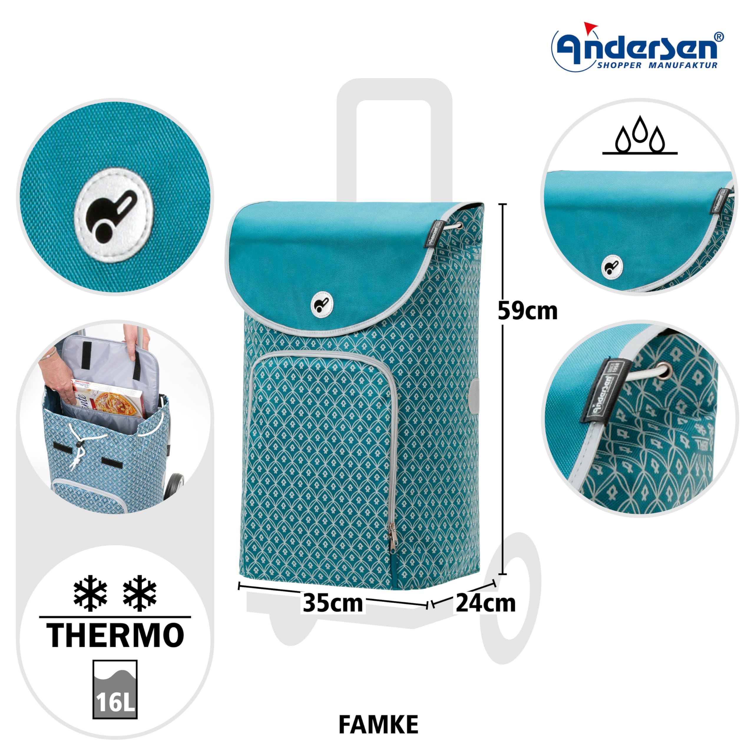 ANDERSEN Einkaufstrolley - Shopper Famke Petrol