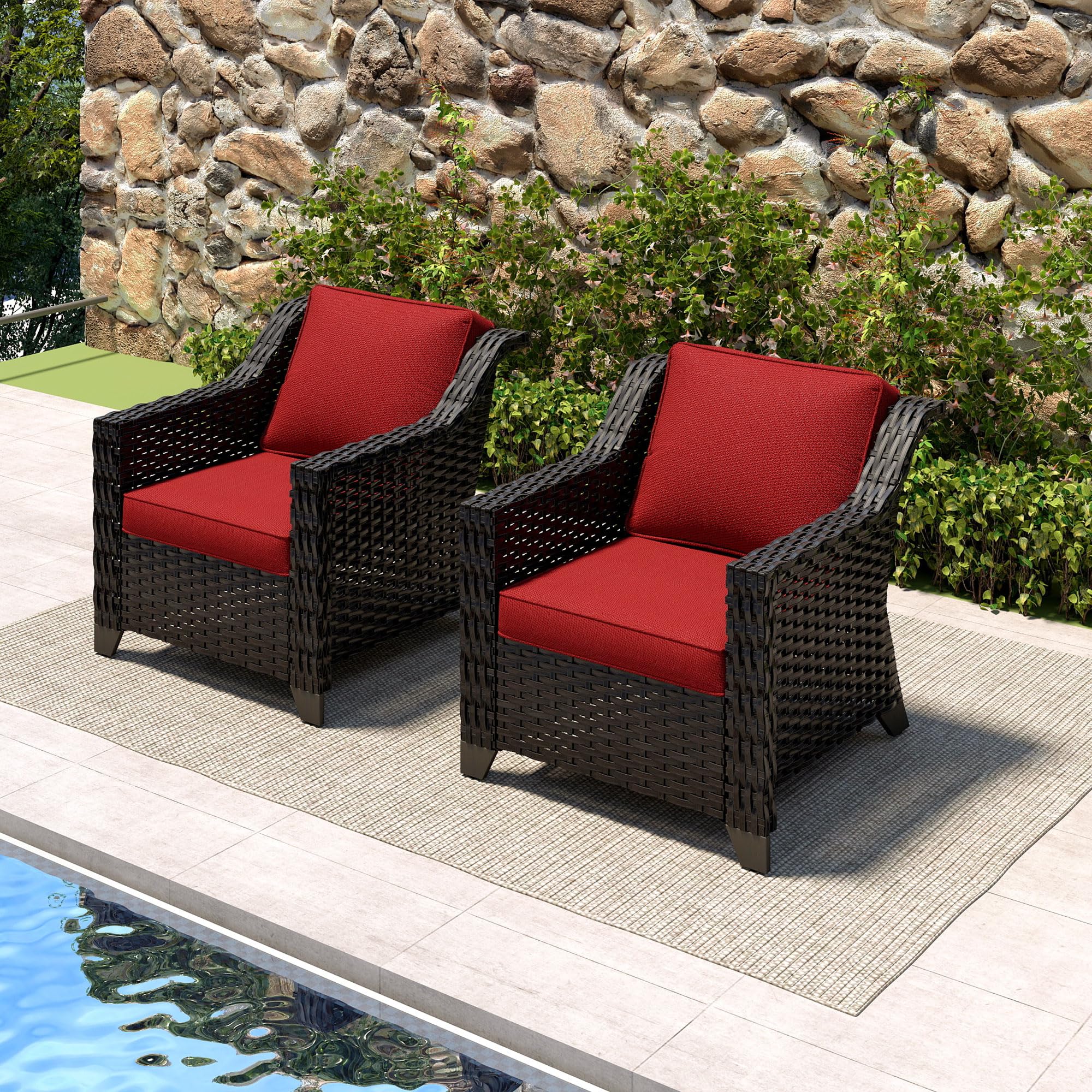 2 Piece Patio Furniture Set, Wicker Outdoor Conversation Set