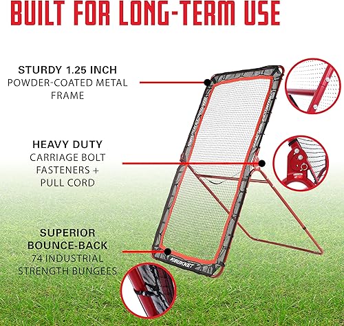 Miniatura 4 de Rukket, red de rebote de baseball/softball/lacrosse. Red para practicar deportes de pelota (4 x 7 pies)