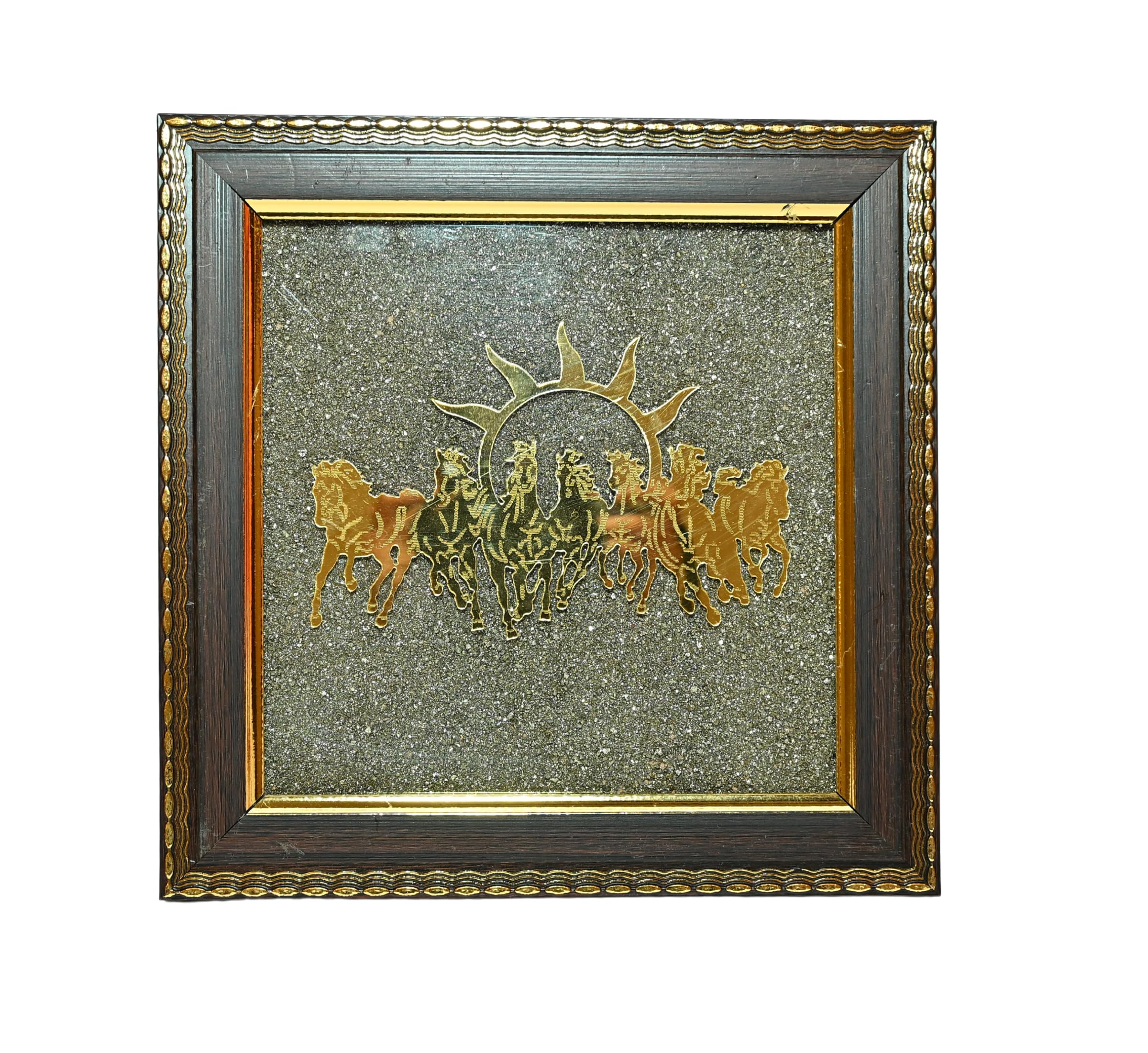 AP Astro Seven Running Horses with Surya Dev Wall Frame | Golden Metal Vastu Wall Art | Lucky Horse Wall Hanging for Home Entrance, Office, Living Room | Spiritual Decorative Gift-image-46