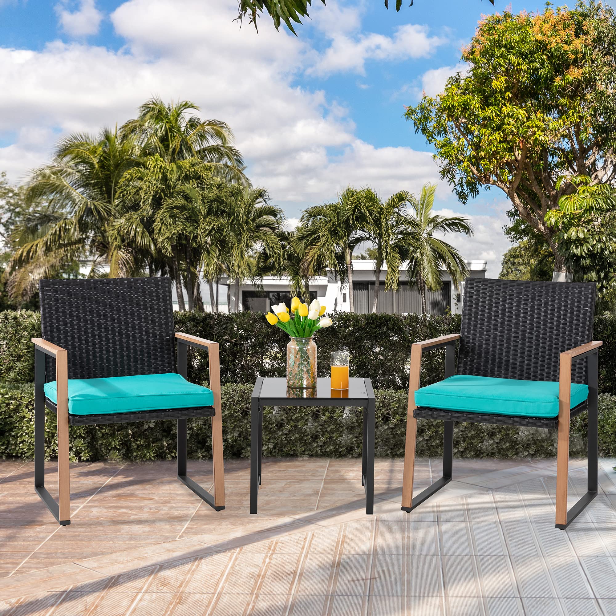Shintenchi 3 Pieces Patio Set Outdoor Wicker Patio Furniture Sets