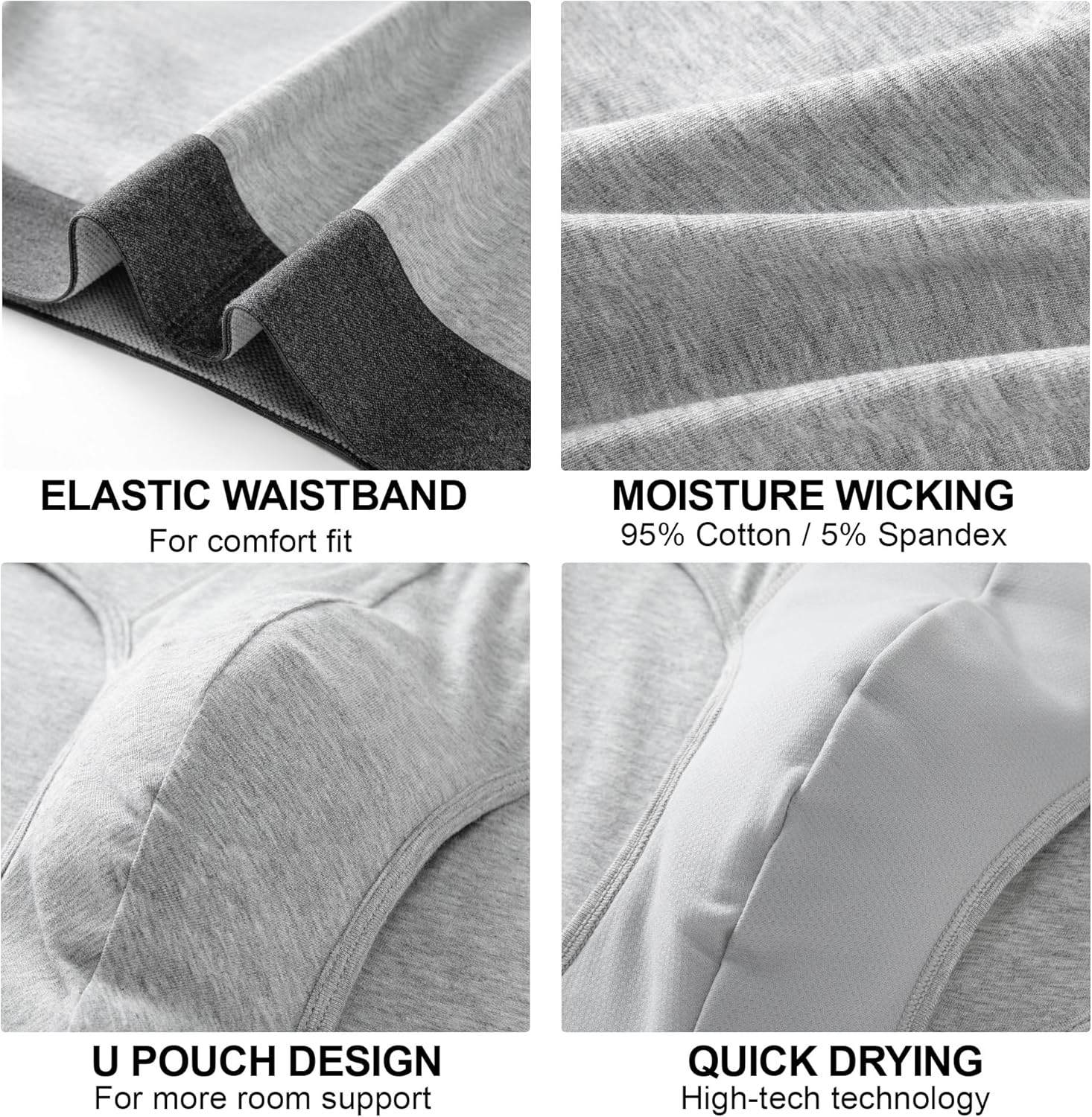 BATTEWA Men's Incontinence Underwear for Bladder Leakage 100mL Leakproof Briefs Cotton Absorbent Urine Protection, 2-Pack.(Large, Gray) - Image 4