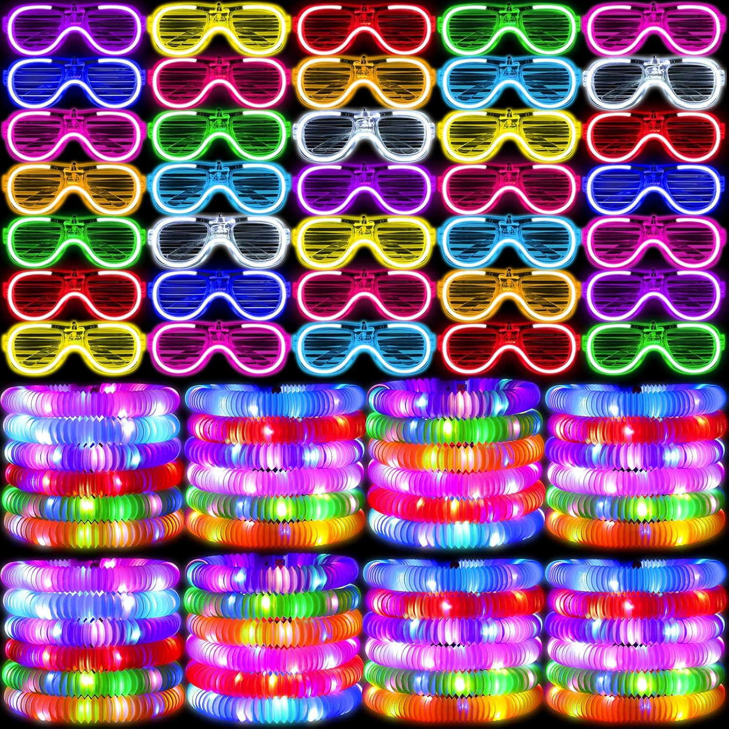 60 Pcs Valentines Day Gift Glow in the Dark Party Supplies 30 LED Light Up Glasses 30 Glow Sticks LED Party Favors Light Up Pop Tubes Flash Glasses LED Bracelet Necklace for Birthday Goodie Bag - Image 8