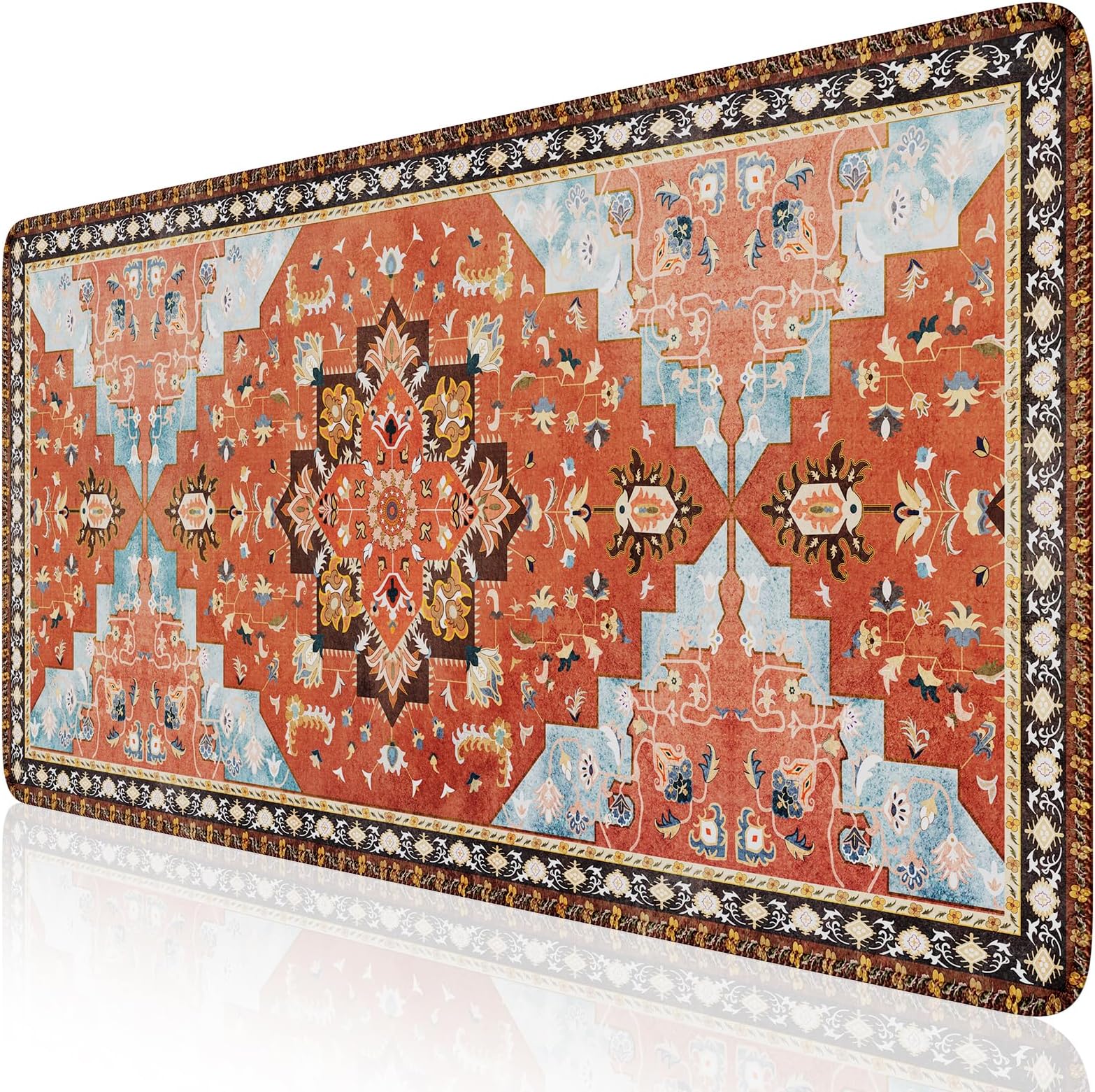 iLeadon Rug Desk Mouse Pad,Orange XXL Gaming Mouse Pad for Desk,Computer Desktop Protector Mat with Stitched Edges,Extended Keyboard Mousepad for Women Office,Home