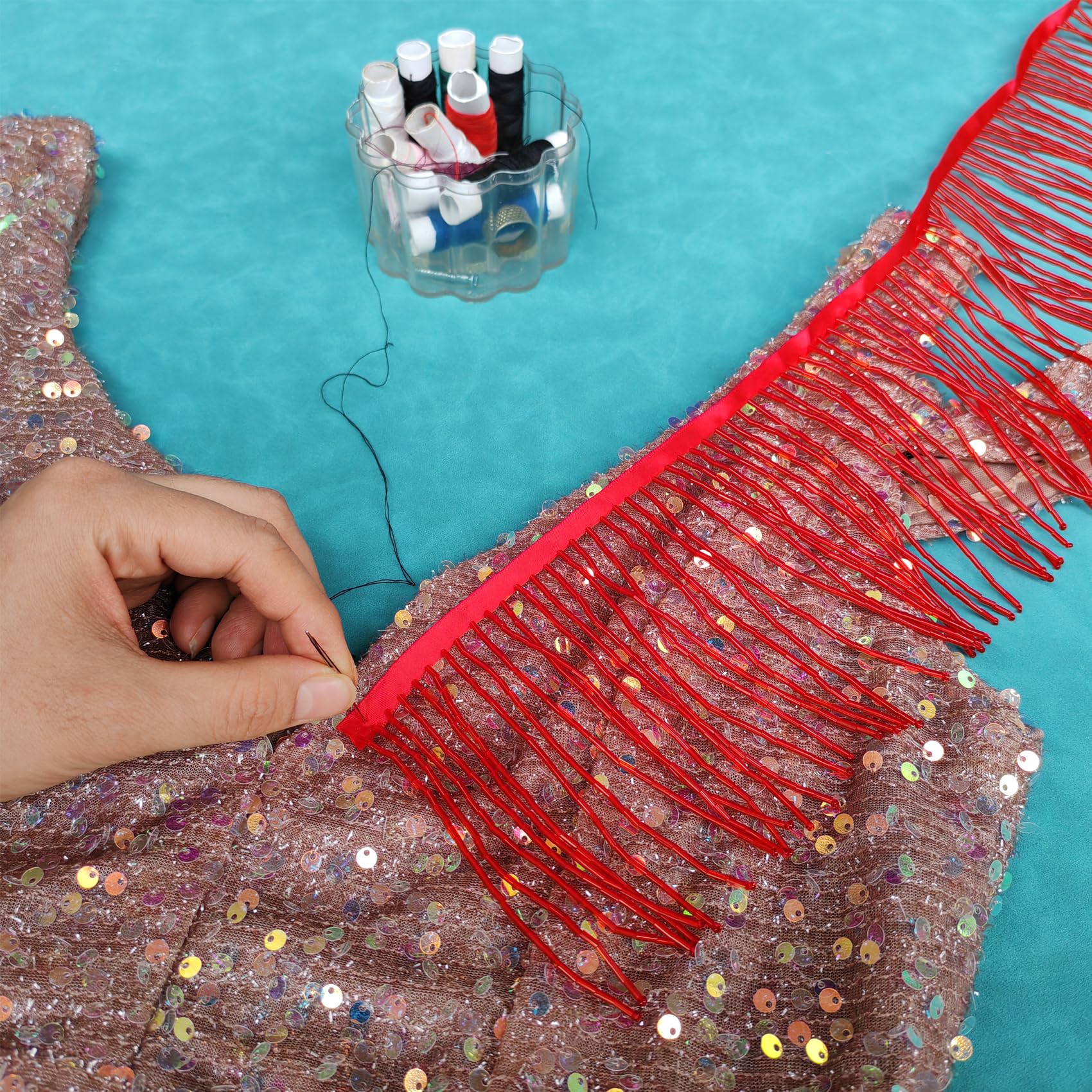 beaded fringe trim for dresses Trim,Ribbon Tassel Fringe 4 Inch Wide 1 Yard Long Crafts DIY Dress Clothes Decoration (Red) Skirt/Dress length type:Normal Length (suitable for Height 160 - 167cm) Nice added decoration discount-yes Azazie Tessie