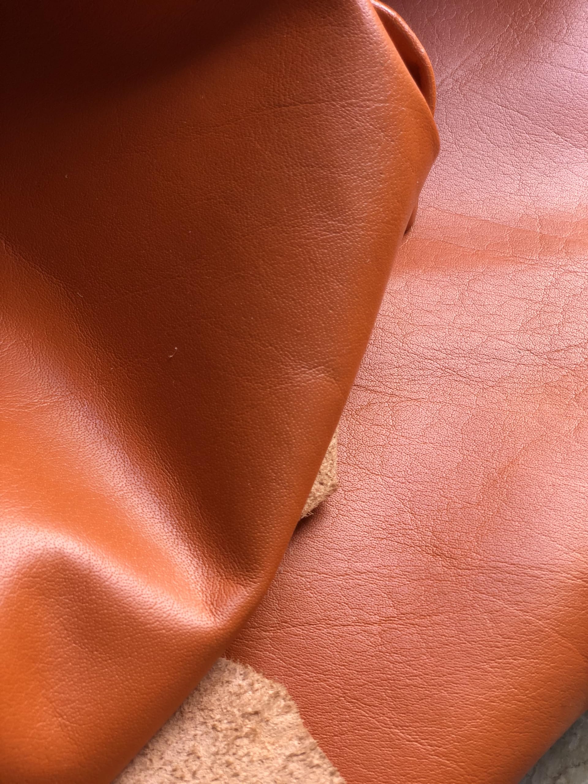 Cow Genuine Orange Leather Side Premium Quality Full Grain Half Hide Import AA Grade Upholstery Leather Fabric (11-14 sq.ft) - Image 2