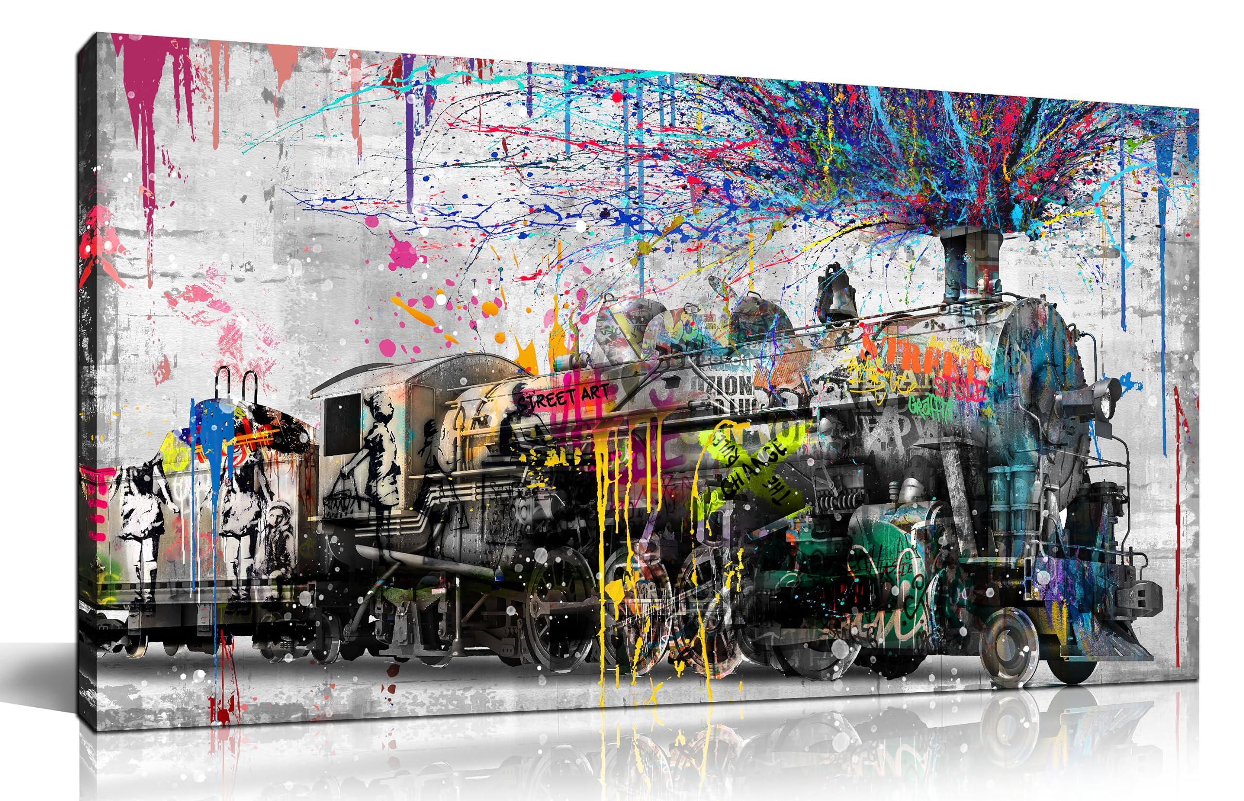 GUGIKA Wanddekoration für Schlafzimmer, Graffiti-Leinwand, Wanddekoration für Wohnzimmer, buntes Druckgemälde, Bild-Dekoration, Größe 101,6 x 50,8 cm