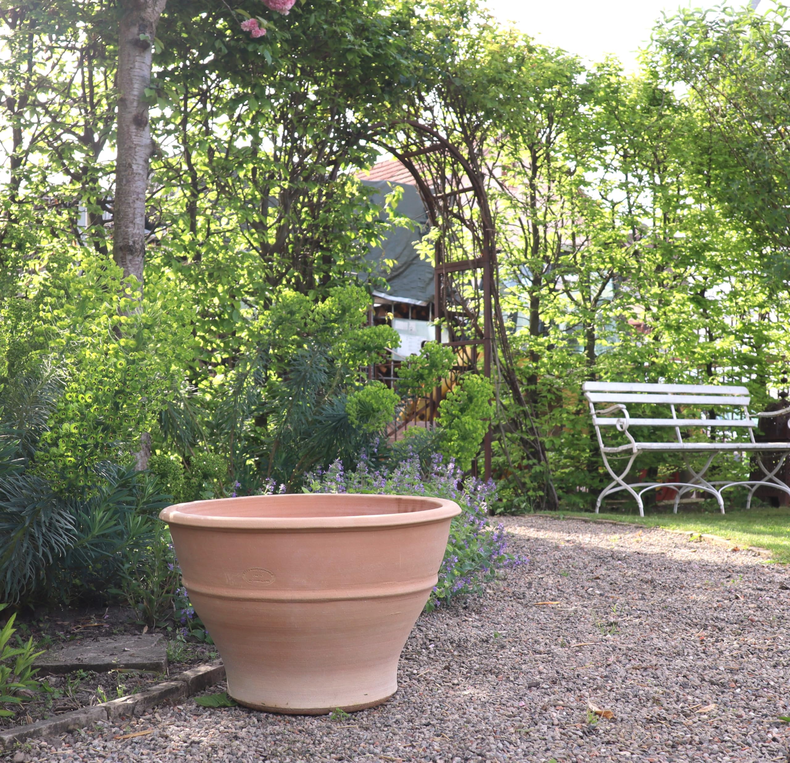 Palatina Werkstatt winterfester Terracotta Blumentopf, Pflanzkübel 50 cm breit Pflanzschale für Außen Terrasse Garten, Buxus