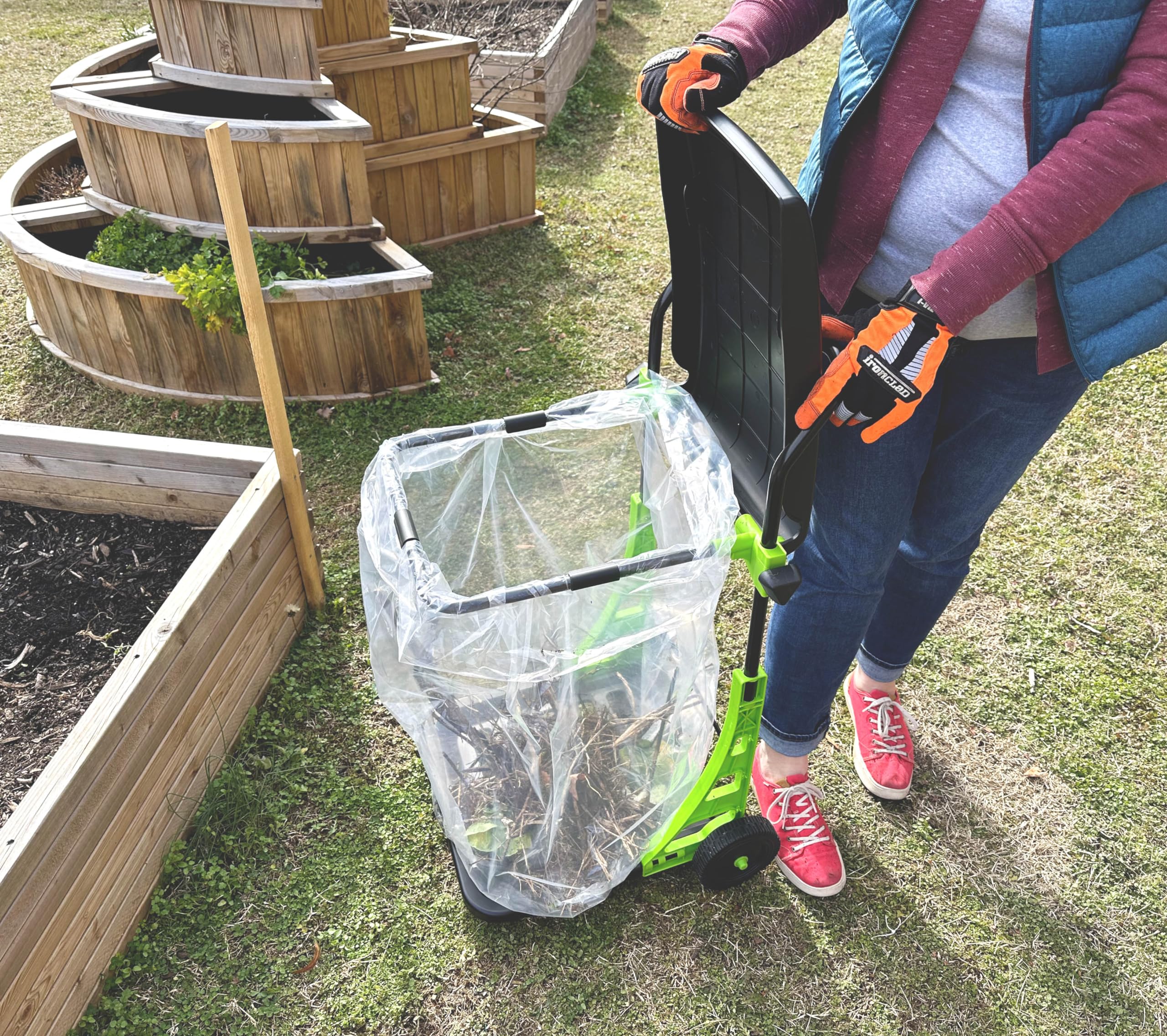 Bosmere Carrito de jardín Multiusos, Cubo de Basura Plegable Ajustable, Cubo de Basura portátil, Acero de aleación, Color Verde