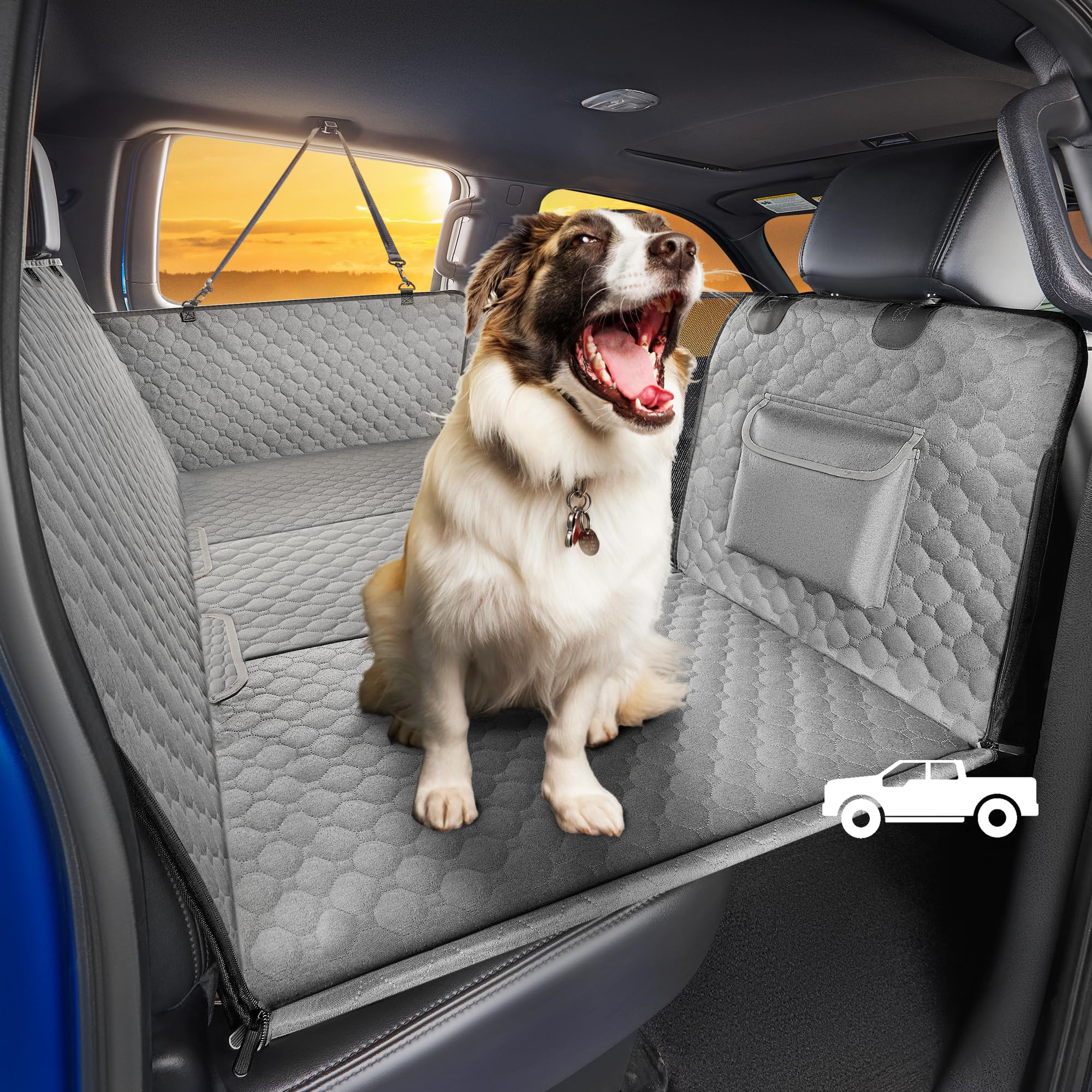 XL LKW-Rücksitzverlängerung für Hunde, große harte Unterseite, Hundeautositzbezug für Rücksitz, robuste Hunde-Auto-Hängematte, wasserdichte Haustier-Sitzbezüge für LKWs, F150, Ram1500 und große SUV
