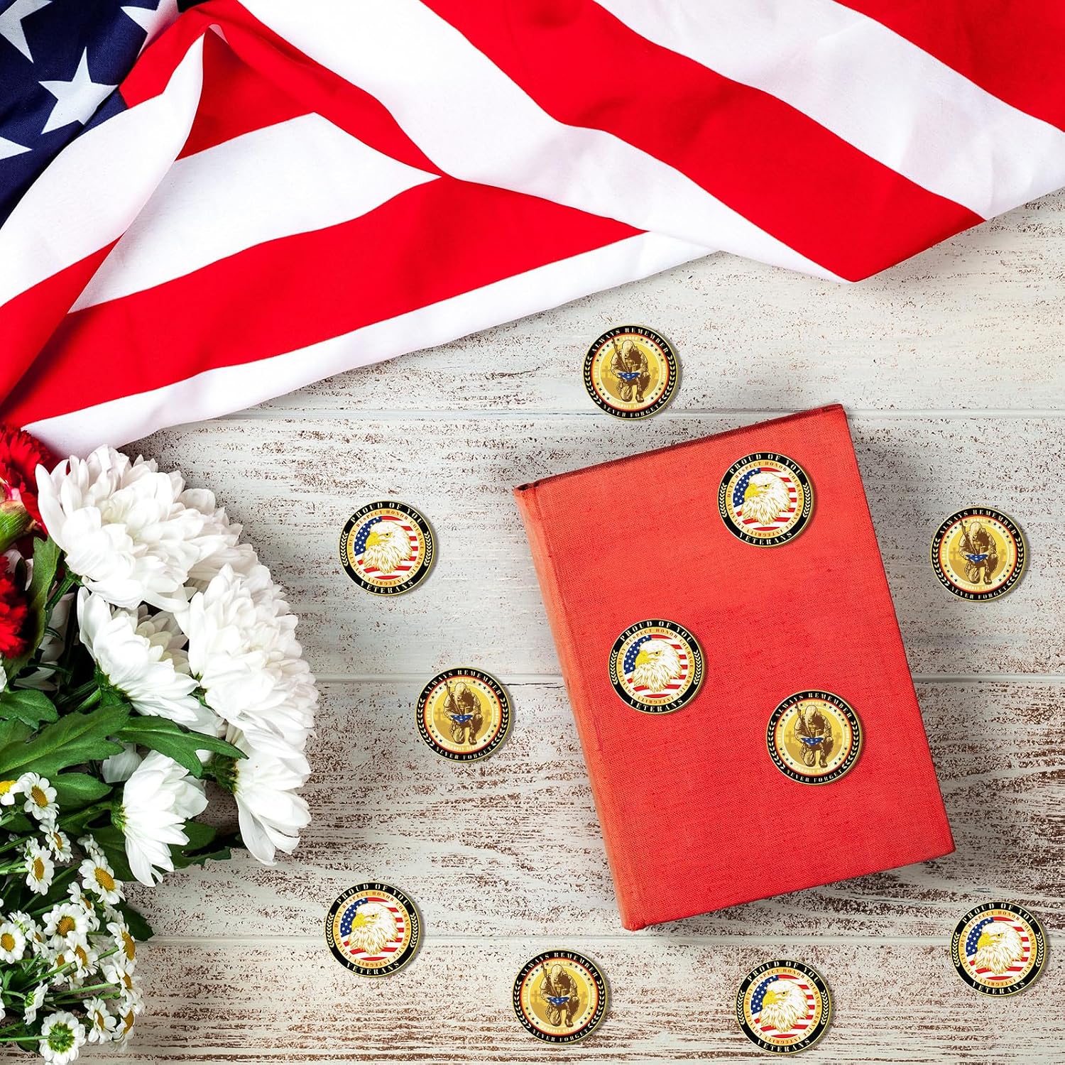 Inbagi 10 Pcs Military Challenge Coins Veterans Appreciation Gift,Retro | Thank You for Service Design, Eagle Soldier Art, Veterans Day Presents, Collectible Coins for Service Members