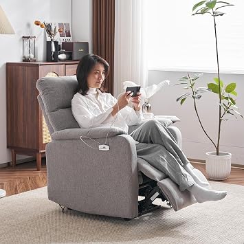 OSJ Recliner Chair, Recliner Sofa, Motion Sofa, Electric Sofa, Fabric, Ottoman Integrated, 1 Seat, 1 Piece, Includes USB Port, Smartphone Charging, Pressure Resistance, Distributed, Comfortable to