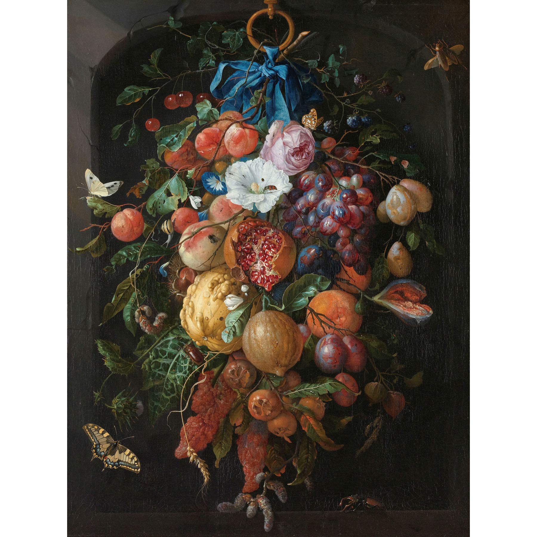 Artery8 De Heem Still Life Festoon Of Fruit And Flowers Large Wall Art Poster Print Thick Paper 18X24 Inch