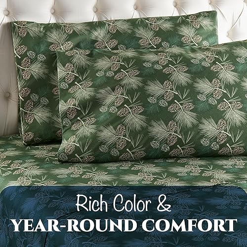 Miniatura 10 de Thermee Micro Flannel Juego de sábanas de tamaño Queen, lavar y secar a máquina, sin pelusas, bolsillo profundo de 18 pulgadas con 2 fundas de