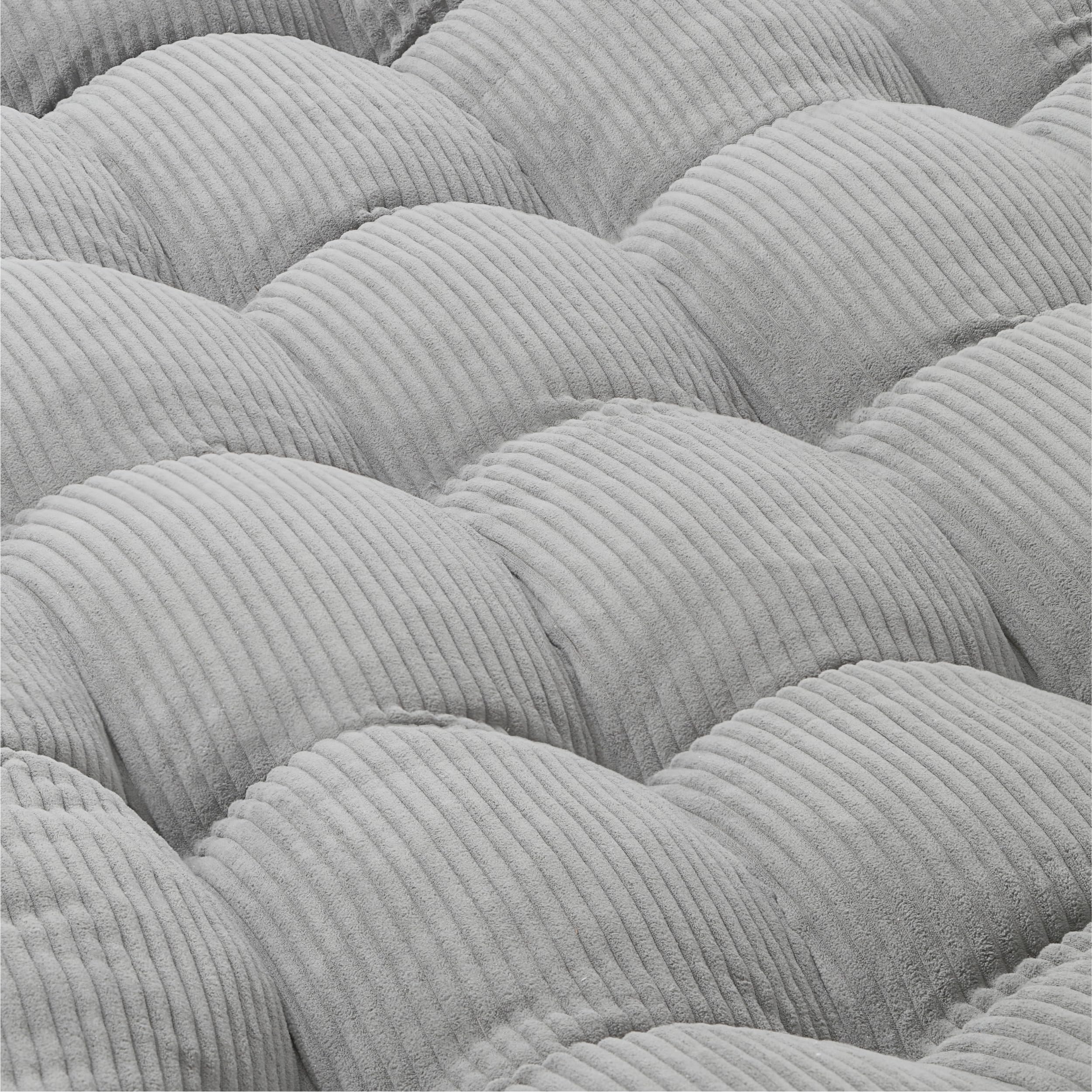bananair - Futon 2 Places Épais & Confortable, Rembourrage en Mousse - Tissu en Velours Côtelé, Doux & Élégant - Sangles Incluses, Matelas de Sol Pliable Pratique (160x200 cm, Gris Clair)