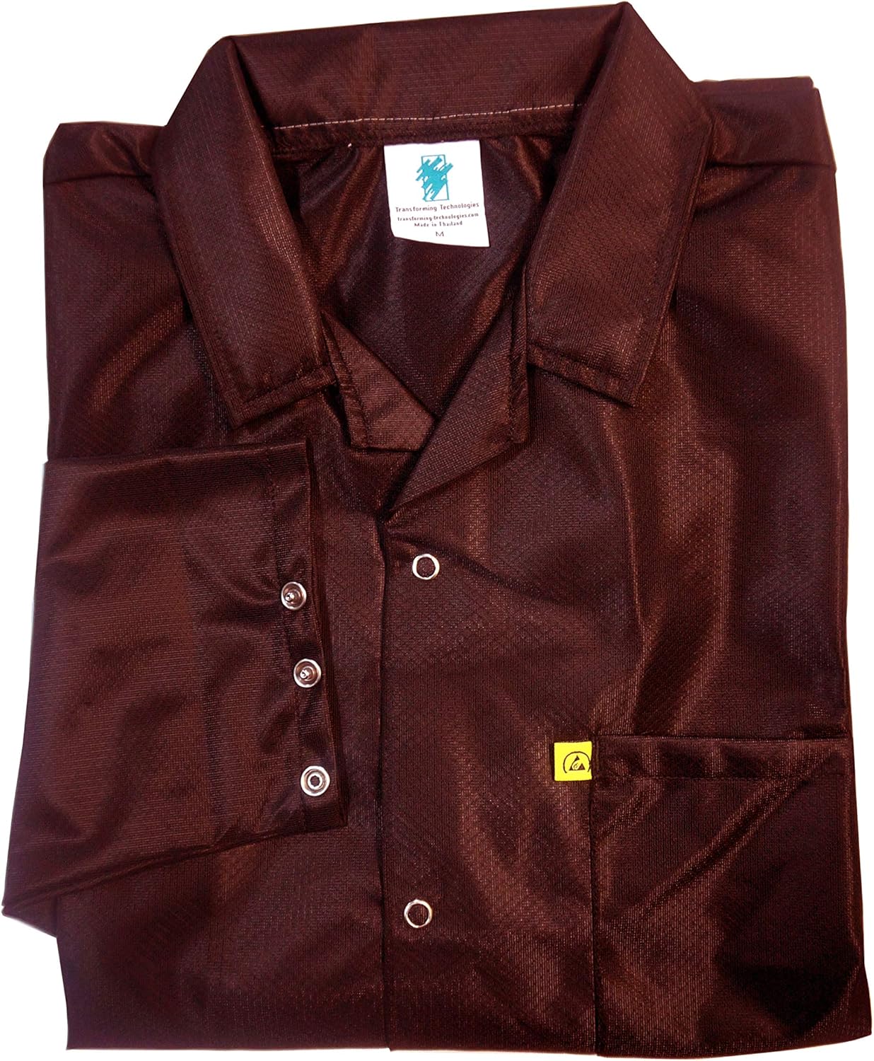 ESD Jacket, 90% Polyester, 10% Carbon, Snap Cuff, Reliable Panel-to-Panel Continuity, Good for 100 Washes, Maroon, Medium