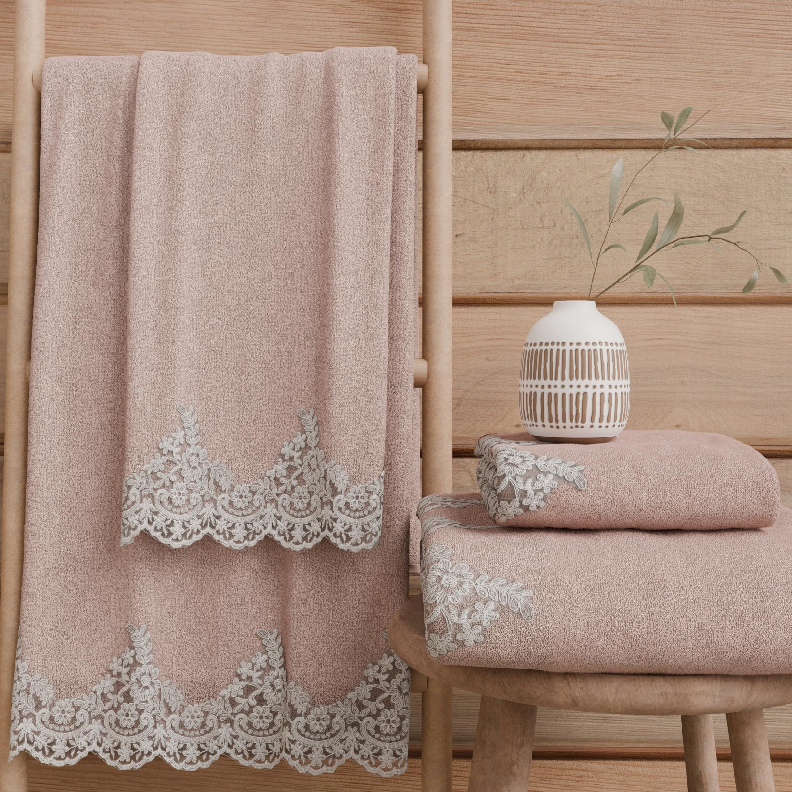 PETTI Asciugamani Bagno 100% Cotone Set 1+1 Cipria