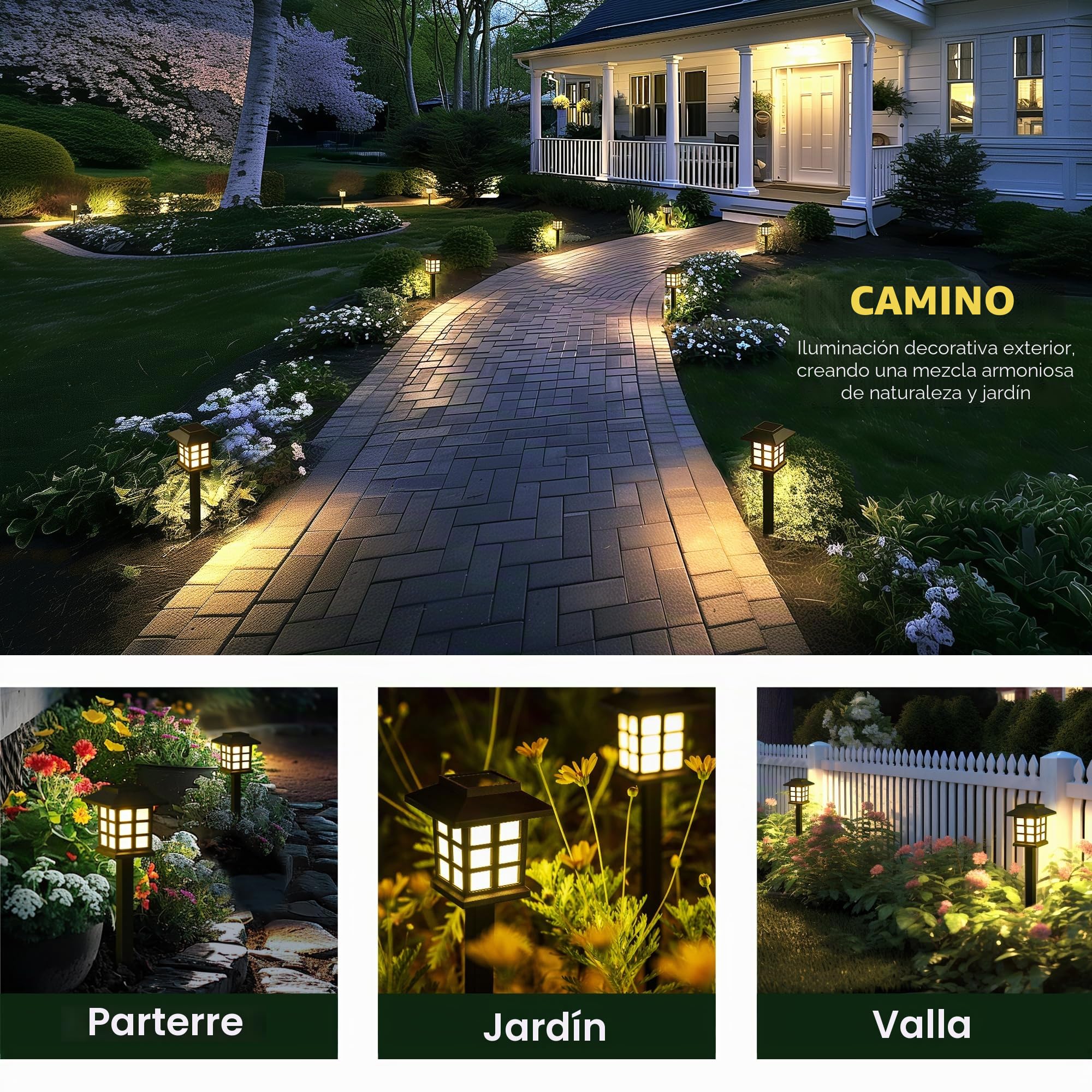 GIGALUMI 8 Piezas Luces Solares Para Exteriores, Luces Solares Led Exterior Jardín,Impermeables, Para Jardín, Paisajes, Caminos, Patios, Entradas, Pasarelas