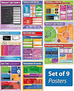 Computer Programming Posters - Set of 9 | Computer Science Posters | Gloss Paper measuring 850mm x 594mm (A1) | STEM Posters for the Classroom | Education Charts by Daydream Education