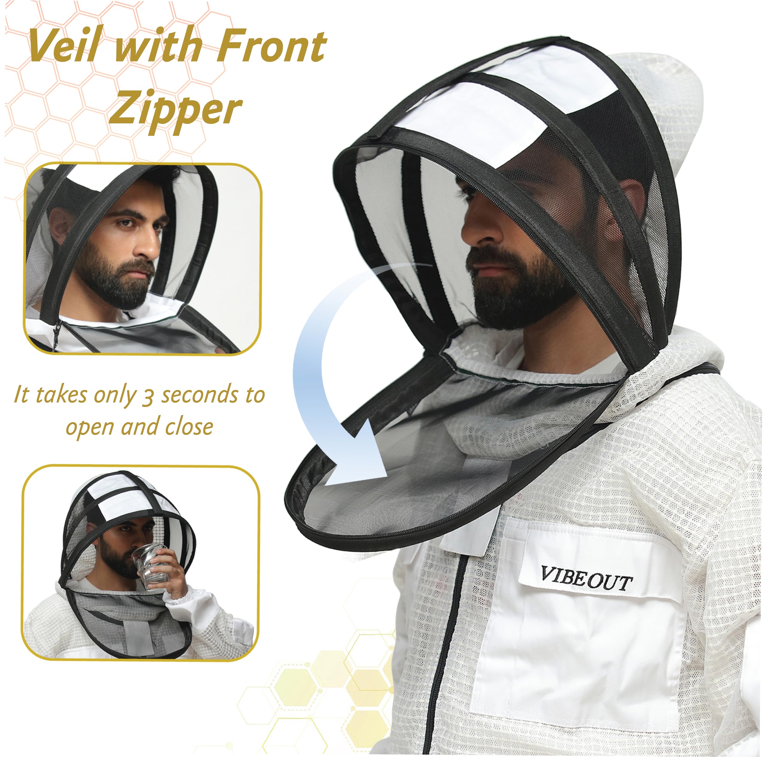 Giacca Apicoltura 3 Strati Professionale Ventilata Con Cappello - Foto 2