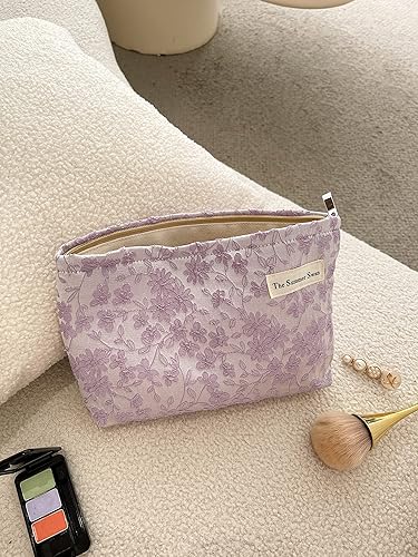 Miniatura 7 de The Summer Swan Kit de embrague floral grande del período del embrague del mediodía, bolsa de maquillaje linda para el cuidado de la piel, Bordado