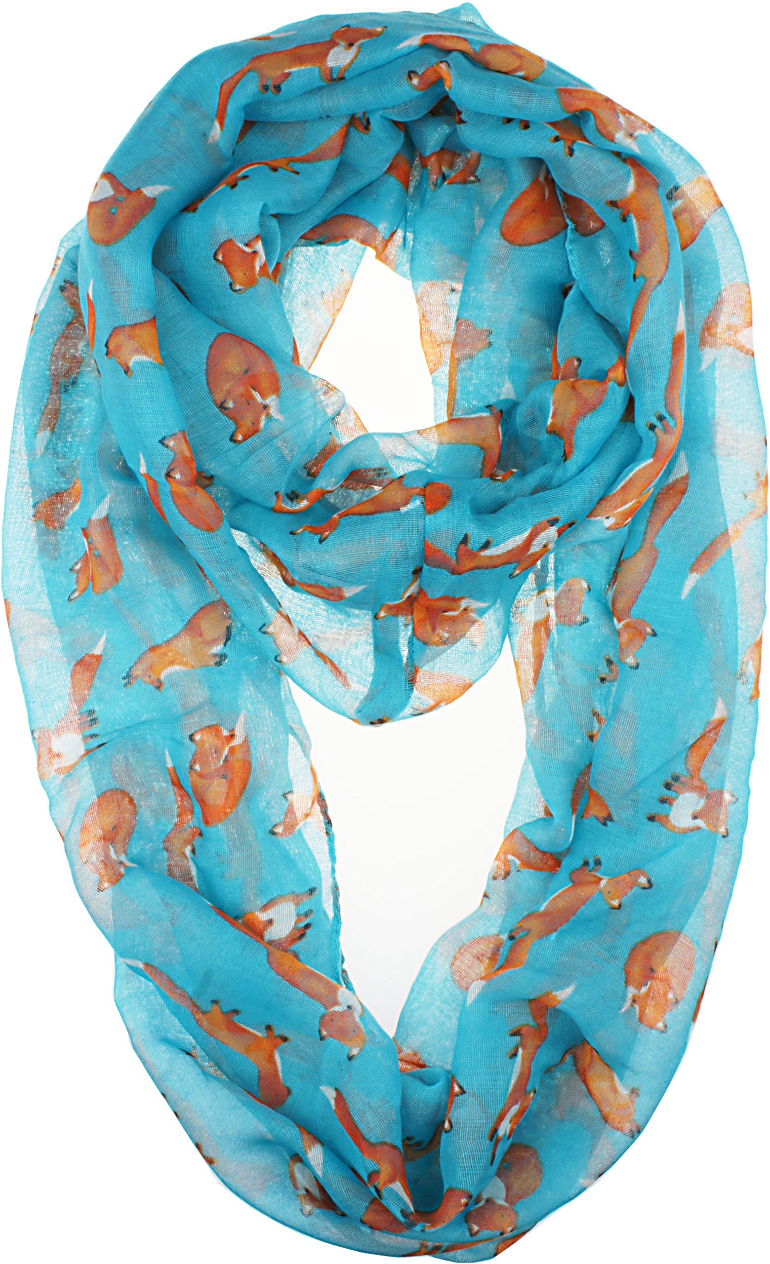 VIVIAN & VINCENT Fall Winter Soft Lightweight Fox Sheer Infinity Scarf for Women