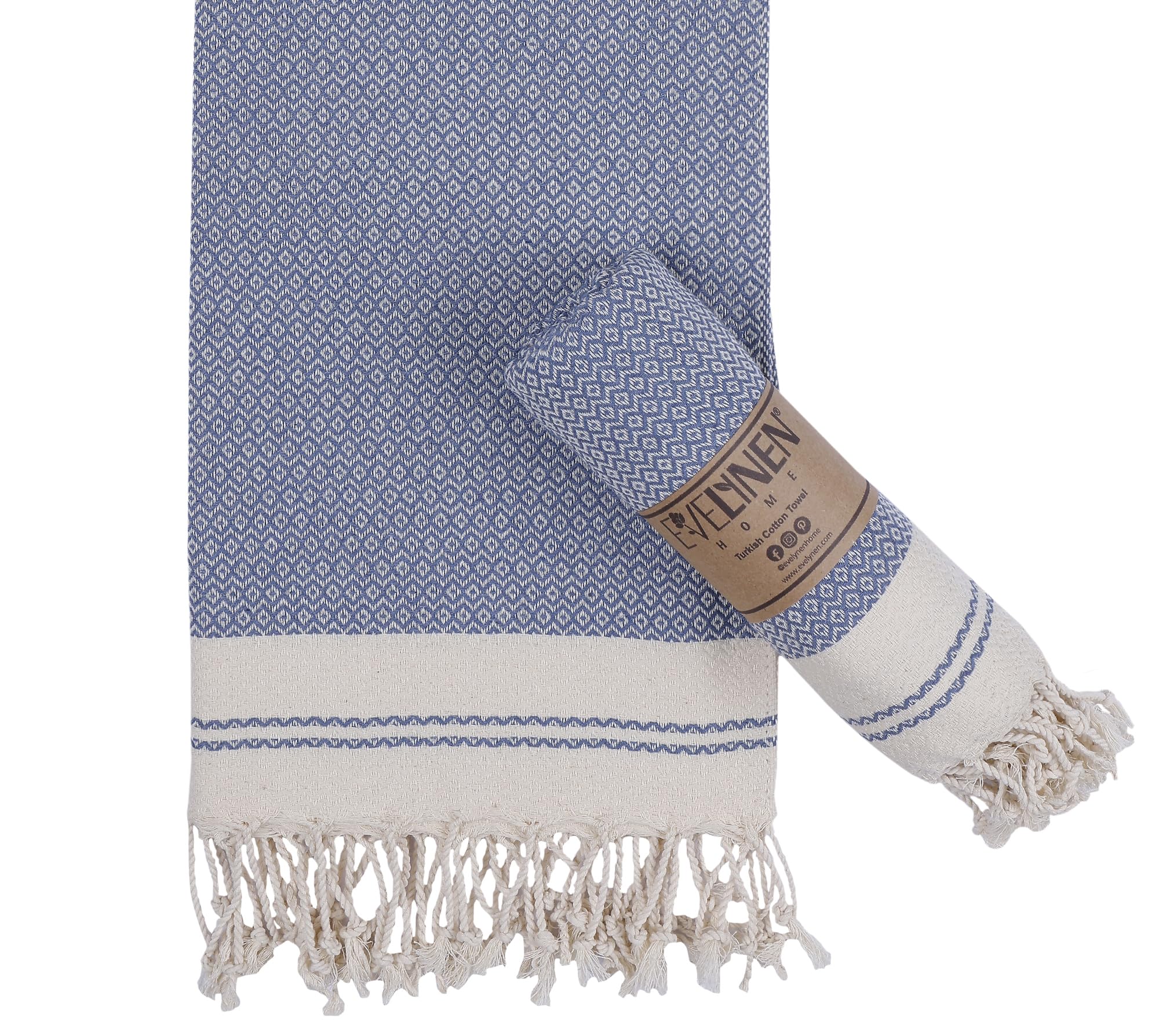 Evelynen Turkish Hand Towels for Bathroom & Kitchen Towels Decorative Set of 2 | Boho Farmhouse Hand Towels with Hanging Loops for Face, Tea, Dish,