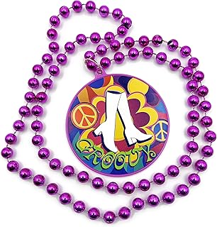 Groovy Go Go Dancer White Boots Peace Hippy Mardi Gras Bead Necklace New Orleans Parade Beads