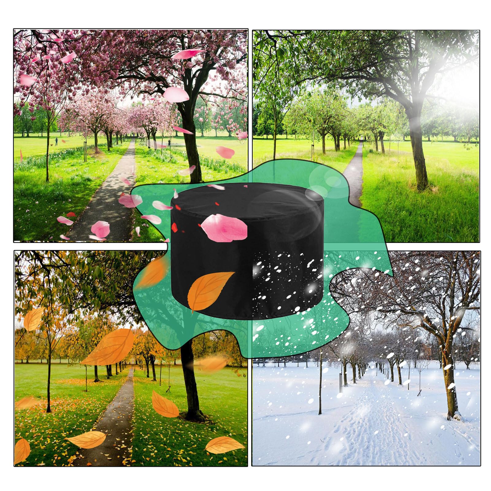 Funda Muebles Jardin Redonda 370x90cm, Funda Mesa Exterior Impermeable, Tejido Oxford Cubierta De Mesa De Patio, 420D Resistente Funda Protectora Muebles Jardin