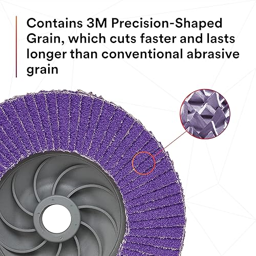 Miniatura 192 de 3M Disco de solapa 769F, tipo 27, 80+, 4-1/2 in x 7/8 in, abrasivo de alto rendimiento, disco de pulido y acabado de grano de precisión de cerámica