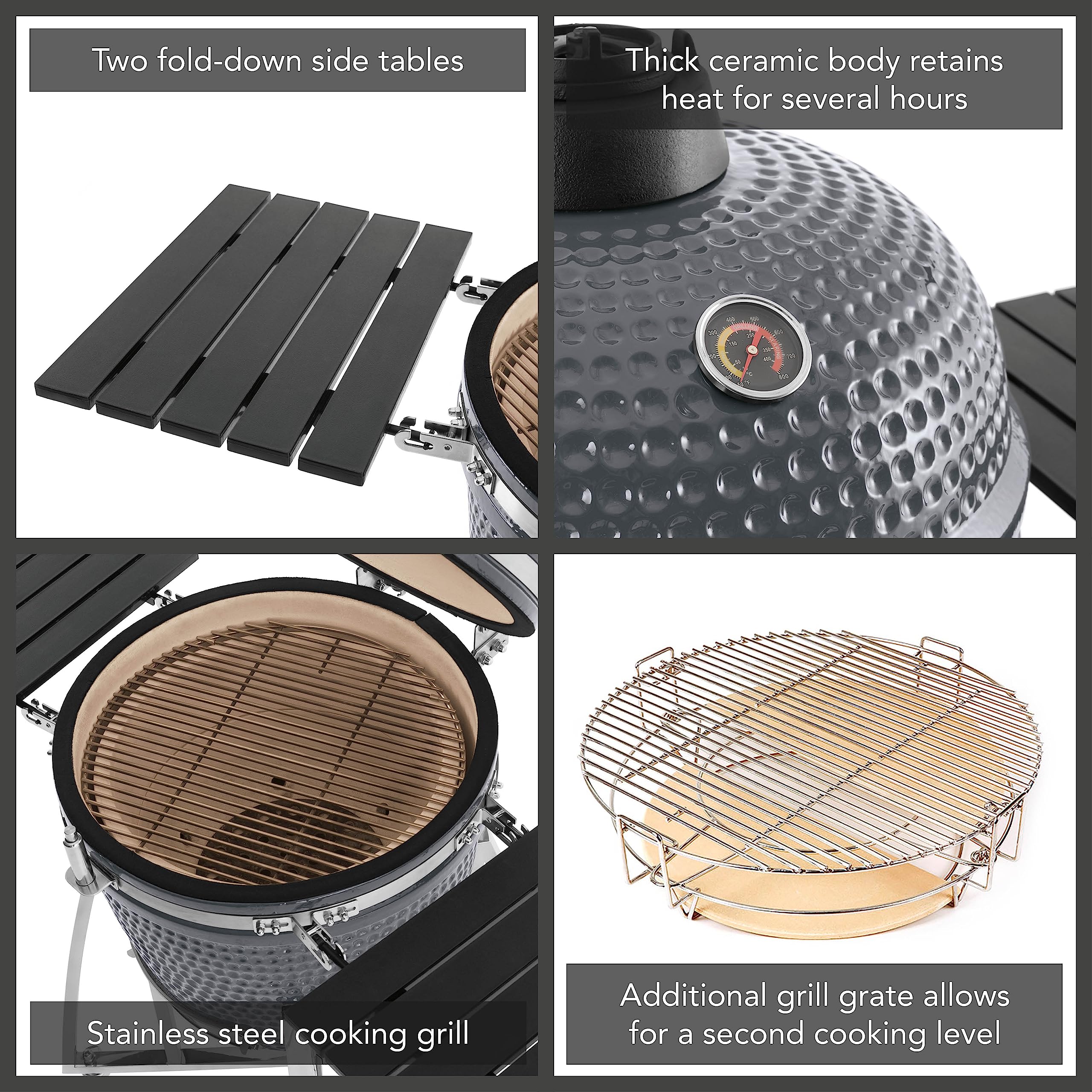 Big LANDMANN Kamado Grill na węgiel drzewny duży - szary